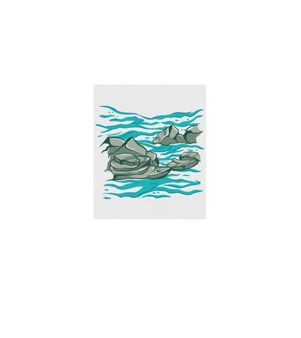 Oceanul cu Stânci model albastru regal pe tricou