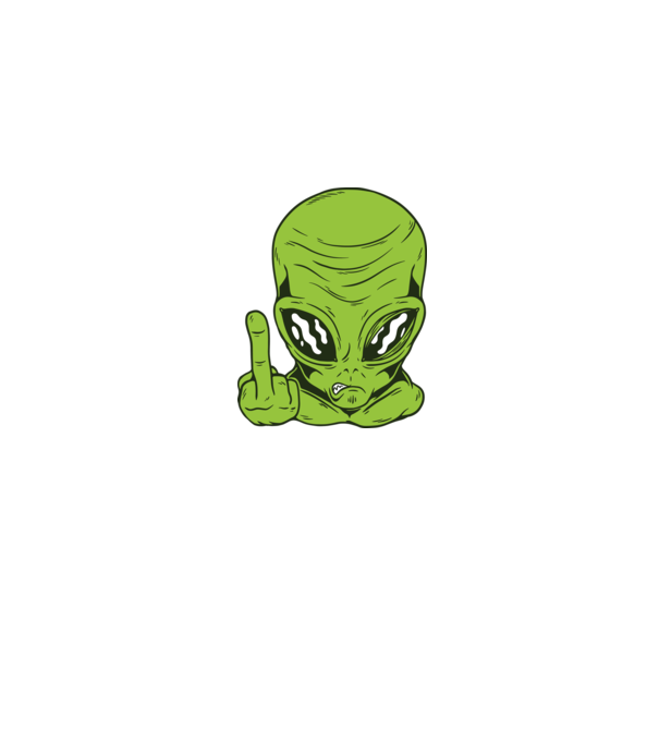 Alien arată degetul model albastru jeanși pe tricou