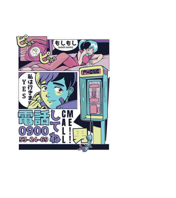 Anime Vaporwave benzi desenate model negru pe tricou