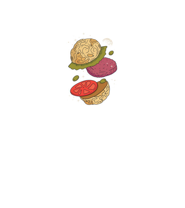 Burger lună model negru pe tricou