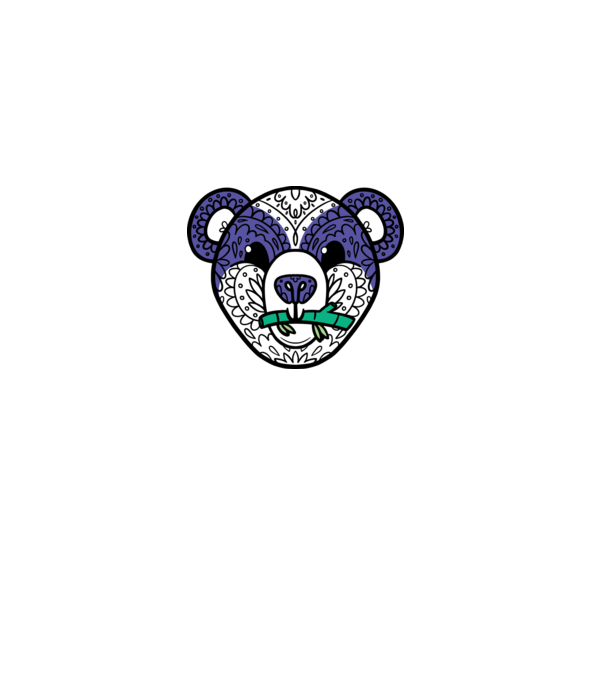 Mandala Panda model gri pe tricou