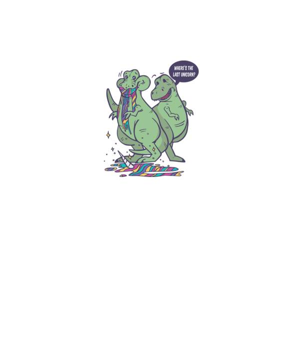 T-rex a mâncat unicornul model alb pe tricou