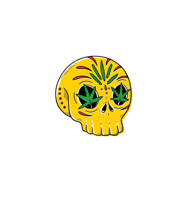 Marijuana Craniu model negru pe tricou
