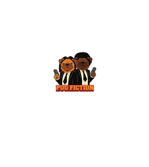 Pug Fiction Pugs Mops Pulp Fiction parodie model alb/roșu pe tricou