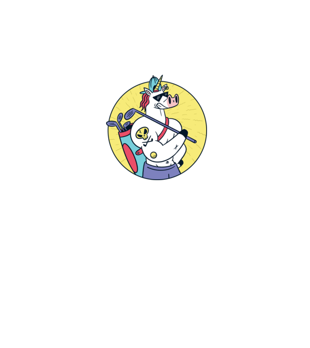 Unicorn Golf model albastru închis pe tricou