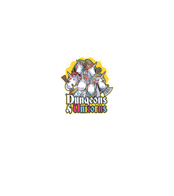 Dungeons and Unicorns model negru pe tricou