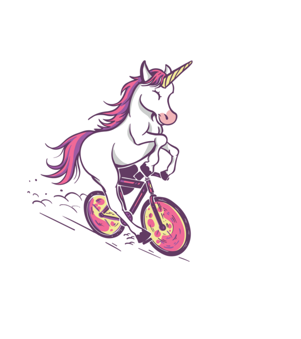 unicorn cu bicicletă model albastru deschis pe tricou