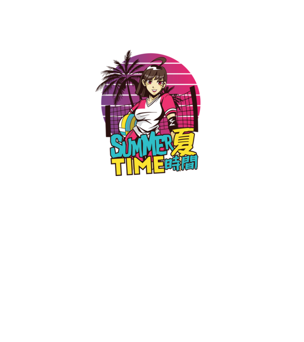 Summer Girl Anime Fată Manga model negru pe tricou