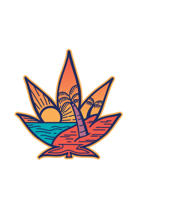 Apus de soare Frunză de marijuana model negru pe tricou