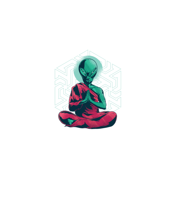 Meditație Alien model negru pe tricou