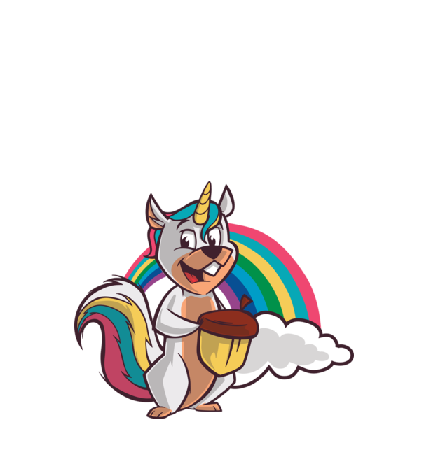Unicorn drăguț Veveriță model alb pe tricou