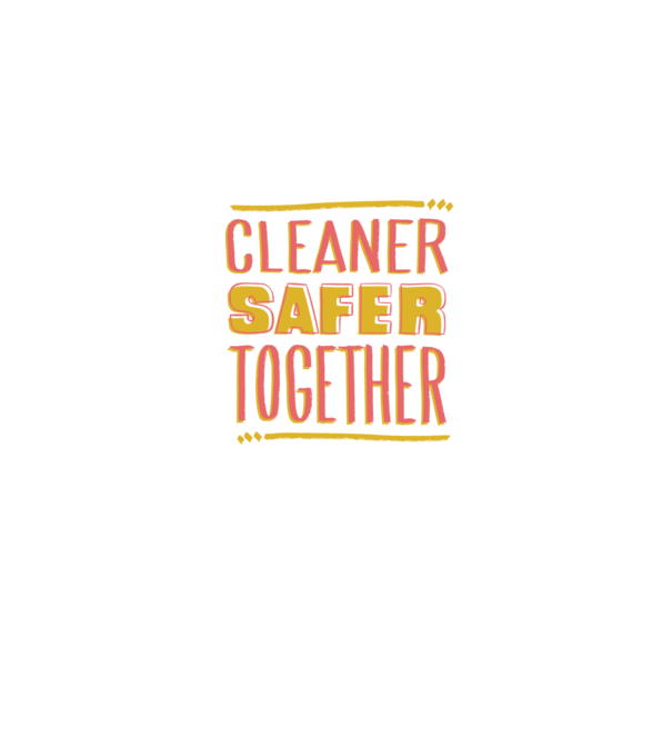Cleaner Safer Together model gri pe tricou