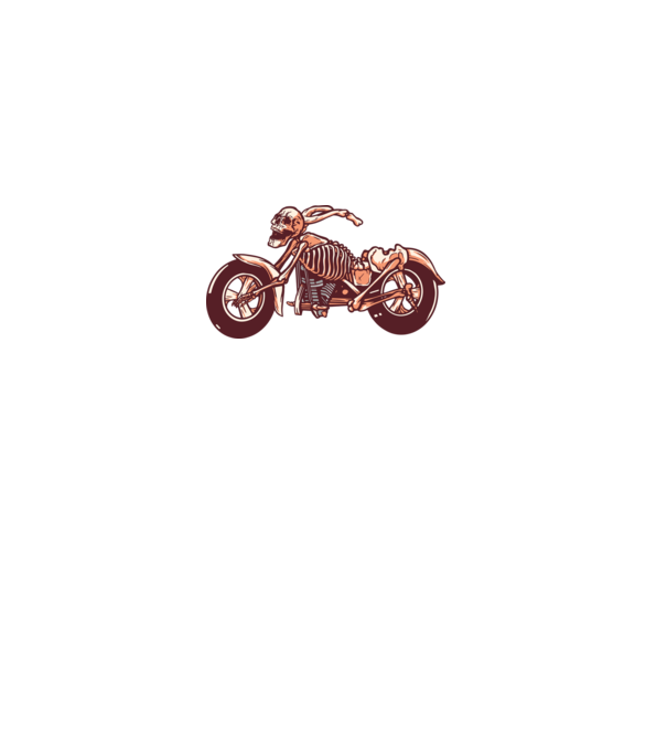 Motocicletă cu Schelet model alb pe tricou