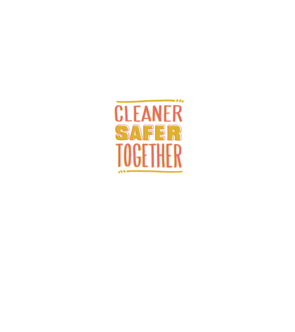 Cleaner Safer Together model alb pe tricou