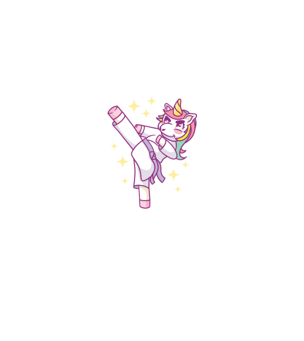 Karate unicorn model turcoaz pe tricou