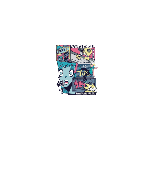 Anime Vaporwave Benzi desenate Skateboard model negru pe tricou
