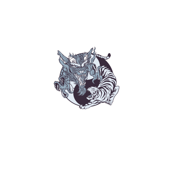 Yin Yang cu animale model alb pe tricou