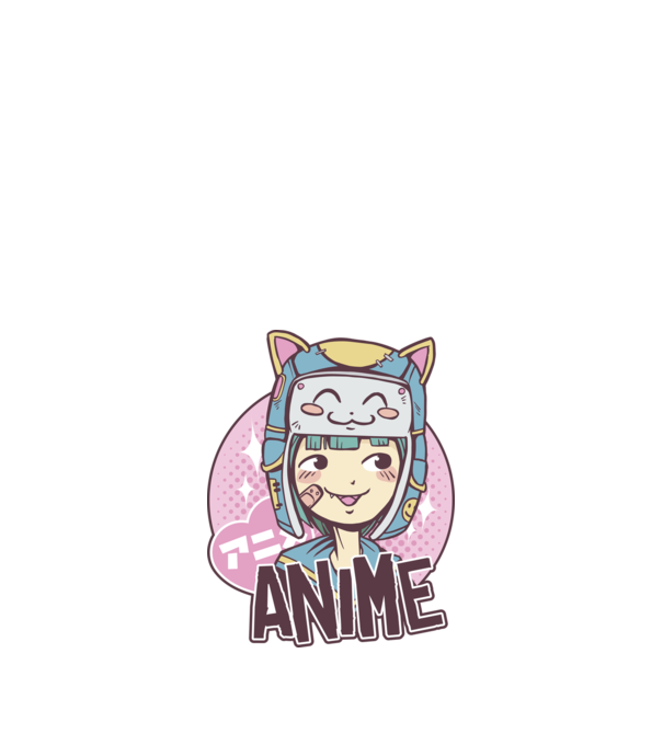 Fată drăguță Anime model albastru închis pe tricou