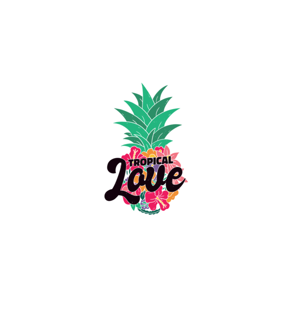 Ananas Tropical Love model alb pe tricou