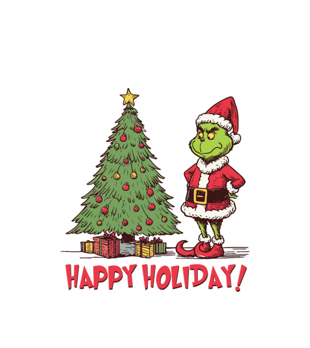 Happy Holiday Grinch model alb pe tricou