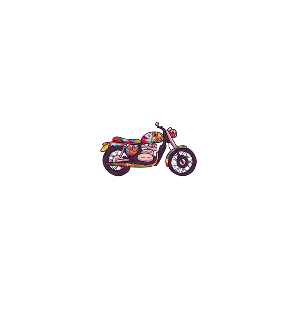 Motociclist Hippi model negru pe tricou