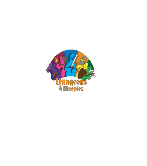 Dungeons Meeples model negru pe tricou