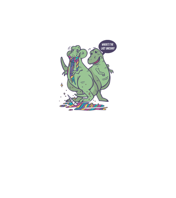 T-rex a mâncat unicornul model alb pe tricou