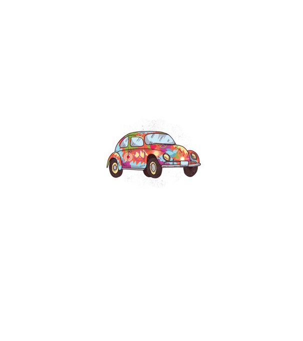 Hippy Beetle Volkswagen model gri pe tricou