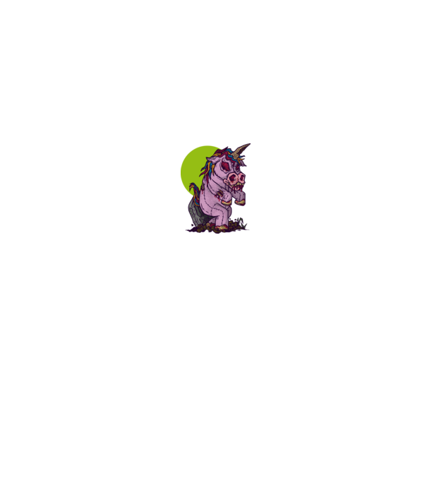 Zombie unicorn model negru pe tricou