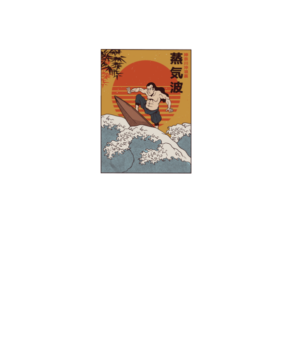 Samurai Surf model negru pe tricou