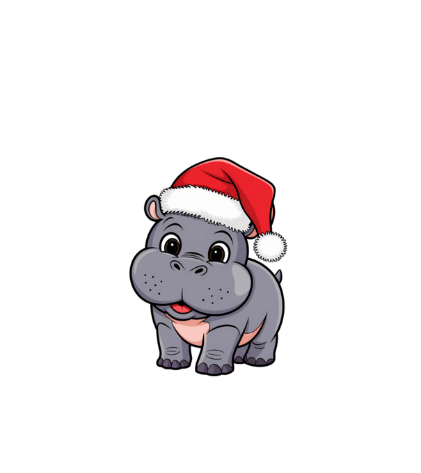 Crăciun Hippo model alb pe tricou