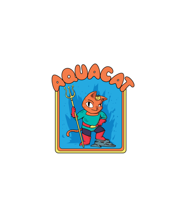 Aquacat model turcoaz pe tricou