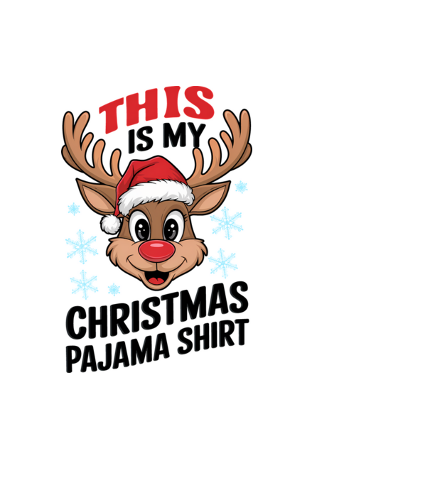 Christmas Pajama Reindeer Alb model albastru deschis pe tricou