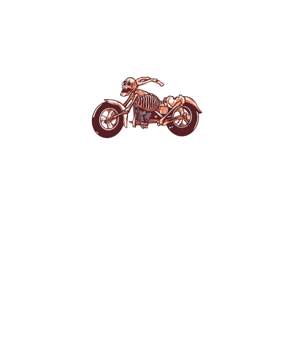 Motocicletă cu Schelet model alb pe tricou