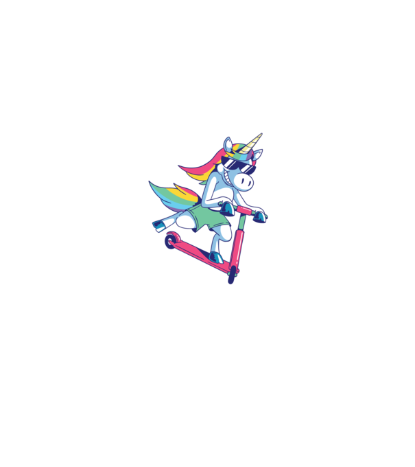 Unicorn cu trotinetă tricou amuzant model negru pe tricou