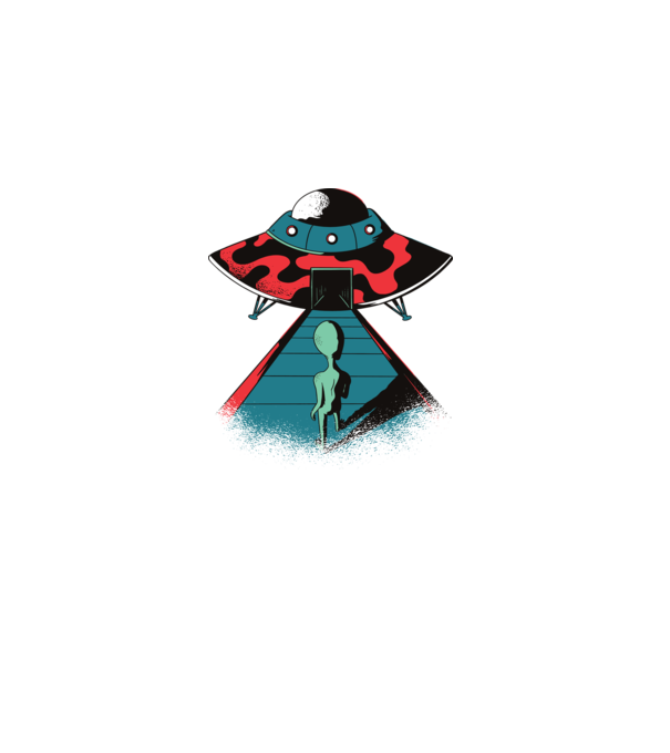 Alien Ufo model negru pe tricou