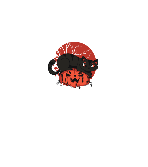 Pisică pe dovleac Halloween model negru pe tricou