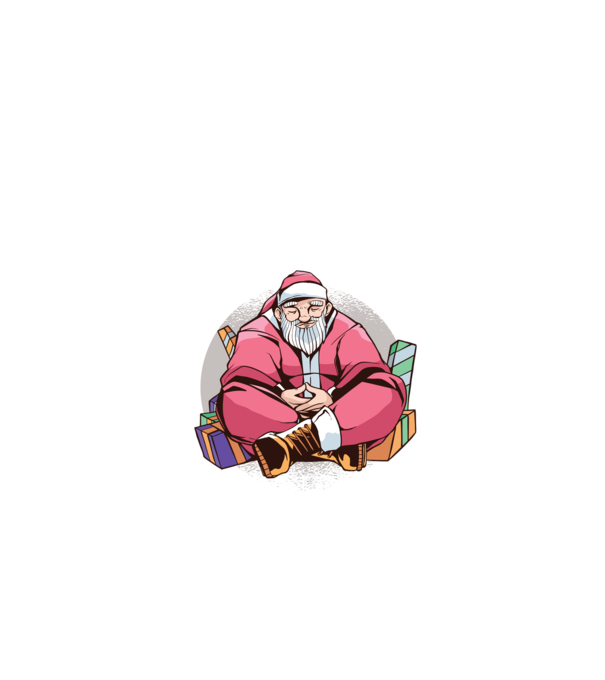 Santa Meditație model negru pe tricou