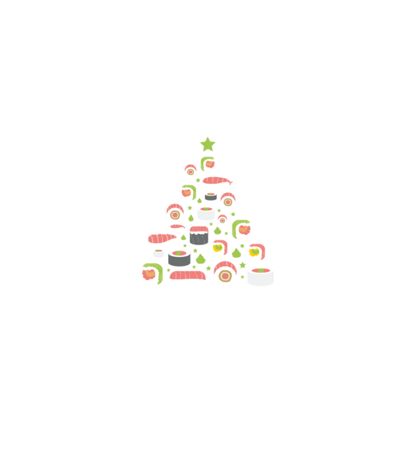 Pom de Crăciun Sushi model verde pe tricou