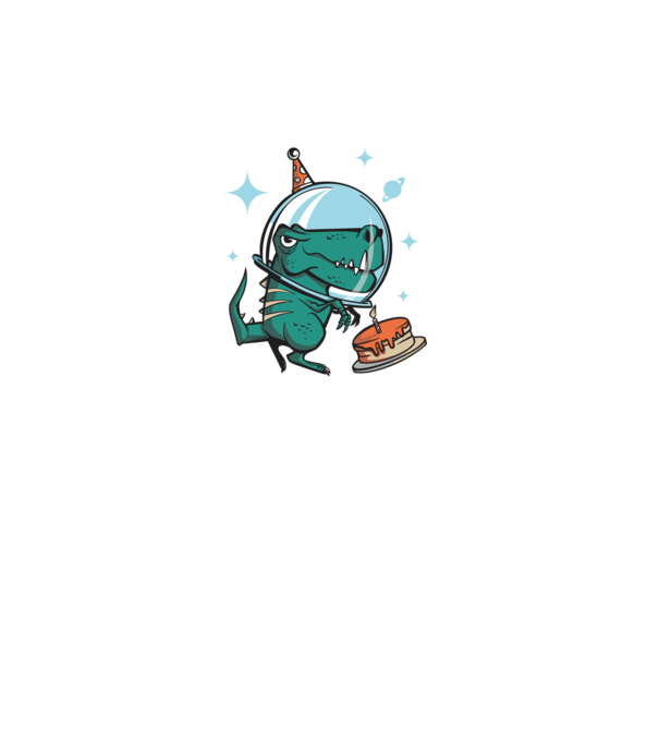 Astronaut T-rex Ziua de naștere model turcoaz pe tricou