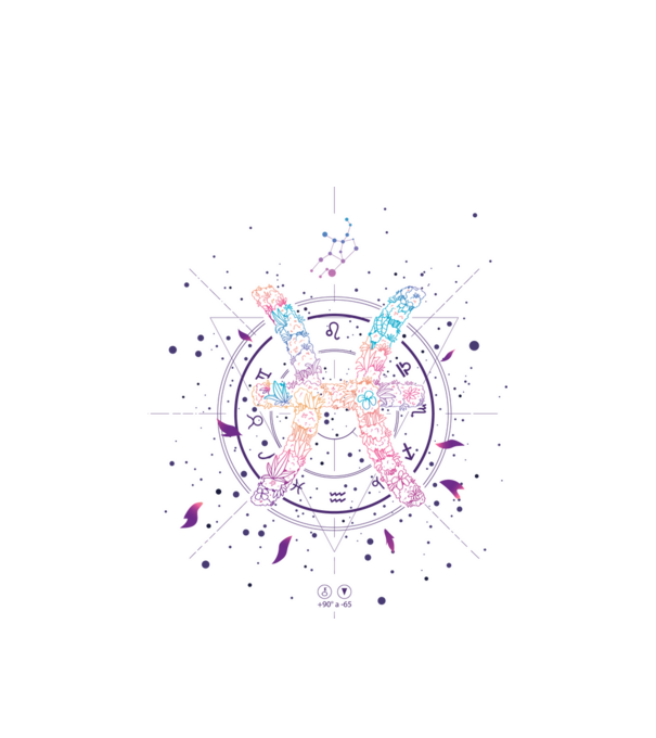 Pisces Zodiac model alb pe tricou