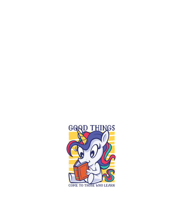 Student unicorn model alb pe tricou