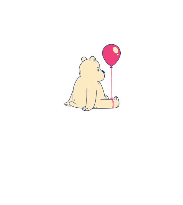 Teddy Drăguț cu Balon model alb pe tricou