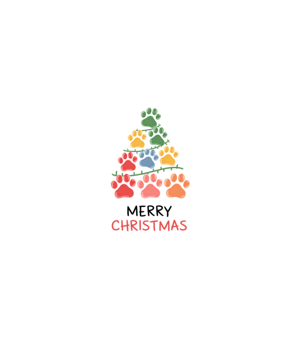 Merry Christmas Paws Alb model nisipiu pe tricou