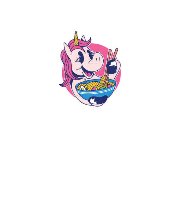 Unicorn Ramen model negru pe tricou