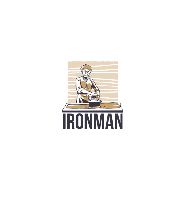Ironman Om care calcă (montează metal) model alb pe tricou
