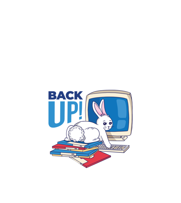 Back up bunny model alb pe tricou