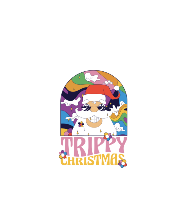 Trippy Christmas model negru pe tricou