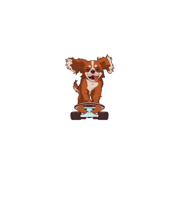 Skateboarding Cavalier King Spaniel model verde pe tricou