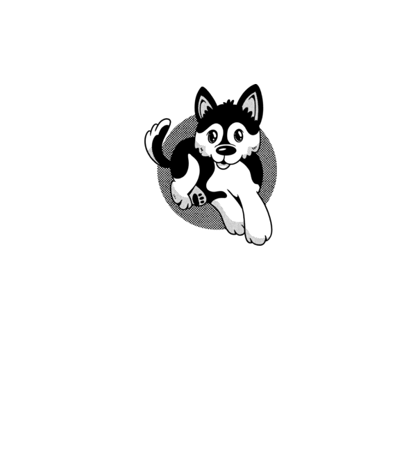 Câine Pomsky model gri pe tricou